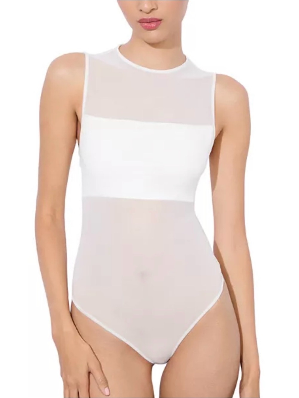 Alice + Olivia Bandeau Trim Mesh Bodysuit